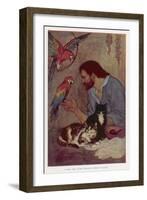 Robinson Crusoe with His Parrots and Cats-Elenore Plaisted Abbott-Framed Art Print