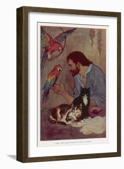 Robinson Crusoe with His Parrots and Cats-Elenore Plaisted Abbott-Framed Art Print