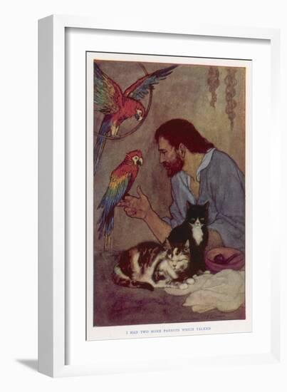 Robinson Crusoe with His Parrots and Cats-Elenore Plaisted Abbott-Framed Art Print