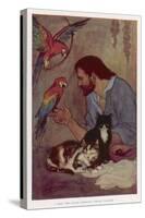 Robinson Crusoe with His Parrots and Cats-Elenore Plaisted Abbott-Stretched Canvas