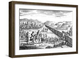 Robinson Crusoe with the Muscovite Caravan, C1719-null-Framed Giclee Print