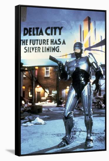 Robocop by Paul Verhoeven with Peter Weller, 1987 (photo)-null-Framed Stretched Canvas