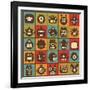 Robot and Monsters Cell Background-panova-Framed Art Print