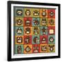 Robot and Monsters Cell Background-panova-Framed Art Print