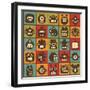 Robot and Monsters Cell Background-panova-Framed Art Print