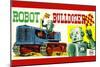 Robot Bulldozer-null-Mounted Art Print
