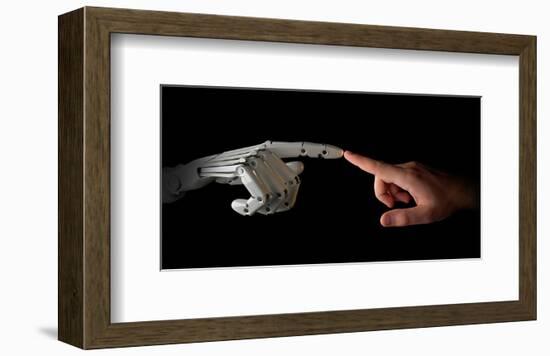 Robot & Human Fingers Touching-null-Framed Art Print