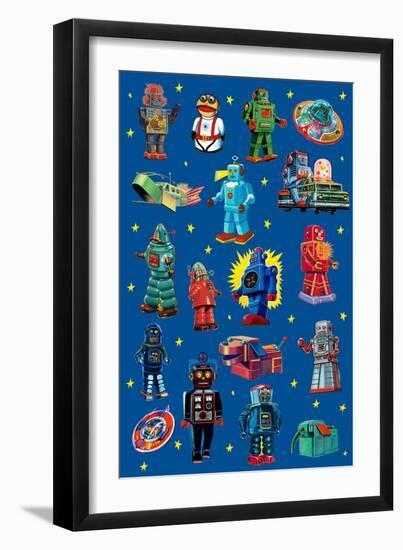 Robot Invasion Collage-Paris Pierce-Framed Art Print