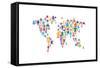 Robot Map of the World Map-Michael Tompsett-Framed Stretched Canvas