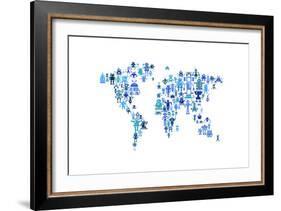 Robot Map of the World Map-Michael Tompsett-Framed Art Print