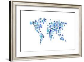 Robot Map of the World Map-Michael Tompsett-Framed Art Print