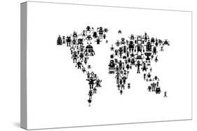 Robot Map of the World Map-Michael Tompsett-Stretched Canvas