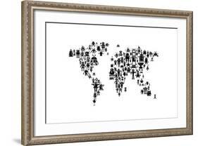 Robot Map of the World Map-Michael Tompsett-Framed Art Print