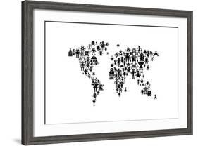 Robot Map of the World Map-Michael Tompsett-Framed Art Print