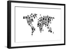 Robot Map of the World Map-Michael Tompsett-Framed Art Print