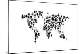 Robot Map of the World Map-Michael Tompsett-Mounted Art Print