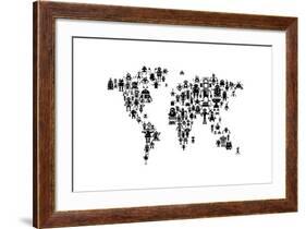 Robot Map of the World Map-Michael Tompsett-Framed Art Print