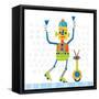 Robot Party I on Square Toys-Melissa Averinos-Framed Stretched Canvas