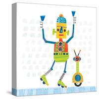 Robot Party I on Square Toys-Melissa Averinos-Stretched Canvas