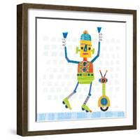 Robot Party I on Square Toys-Melissa Averinos-Framed Art Print