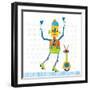 Robot Party I on Square Toys-Melissa Averinos-Framed Art Print