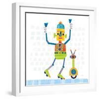 Robot Party I on Square Toys-Melissa Averinos-Framed Art Print