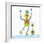 Robot Party I on Square Toys-Melissa Averinos-Framed Art Print