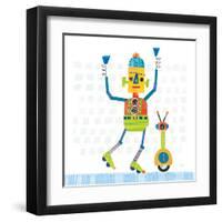 Robot Party I on Square Toys-Melissa Averinos-Framed Art Print