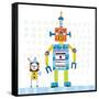 Robot Party II on Square Toys-Melissa Averinos-Framed Stretched Canvas