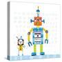 Robot Party II on Square Toys-Melissa Averinos-Stretched Canvas