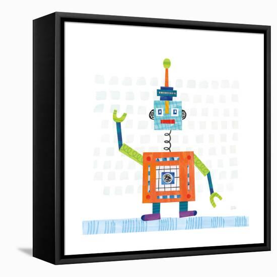 Robot Party III on Squares-Melissa Averinos-Framed Stretched Canvas