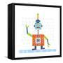 Robot Party III on Squares-Melissa Averinos-Framed Stretched Canvas