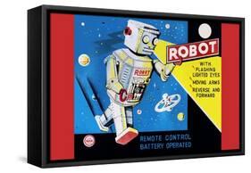 Robot with Flashing Lighted Eyes-null-Framed Stretched Canvas