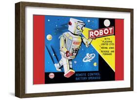 Robot with Flashing Lighted Eyes-null-Framed Art Print