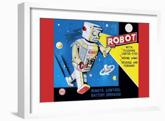 Robot with Flashing Lighted Eyes-null-Framed Art Print