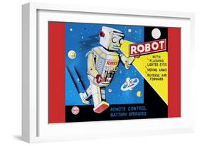 Robot with Flashing Lighted Eyes-null-Framed Art Print