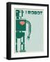 Robot with Heart on Chest, Retro Poster-pgmart-Framed Art Print