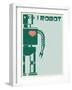 Robot with Heart on Chest, Retro Poster-pgmart-Framed Art Print