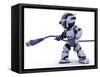 Robot with Rj45 Network Cable-kjpargeter-Framed Stretched Canvas