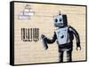 Robot-Banksy-Framed Stretched Canvas