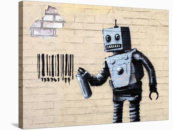 Robot-Banksy-Stretched Canvas