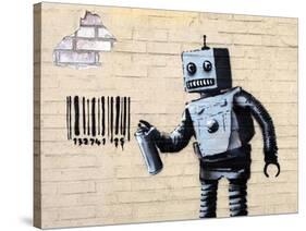 Robot-Banksy-Stretched Canvas