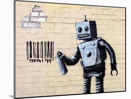 Robot-Banksy-Mounted Giclee Print