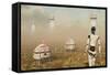 Robots and Machines Mining an Alien World-null-Framed Stretched Canvas