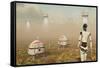Robots and Machines Mining an Alien World-null-Framed Stretched Canvas