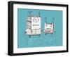 Robots on Beach-Carla Martell-Framed Giclee Print