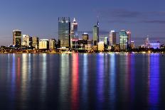 Perth, Western Australia, Viewed at Night Reflected in the Swan River.-Robyn Mackenzie-Photographic Print