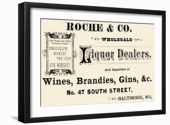Roche and Co. Wholesale Liquor Dealers-null-Framed Art Print