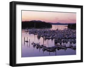 Roche Harbor Marina At dusk, San Juan Island, Washington, USA-Charles Gurche-Framed Premium Photographic Print