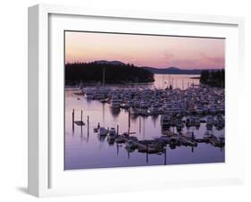 Roche Harbor Marina At dusk, San Juan Island, Washington, USA-Charles Gurche-Framed Premium Photographic Print